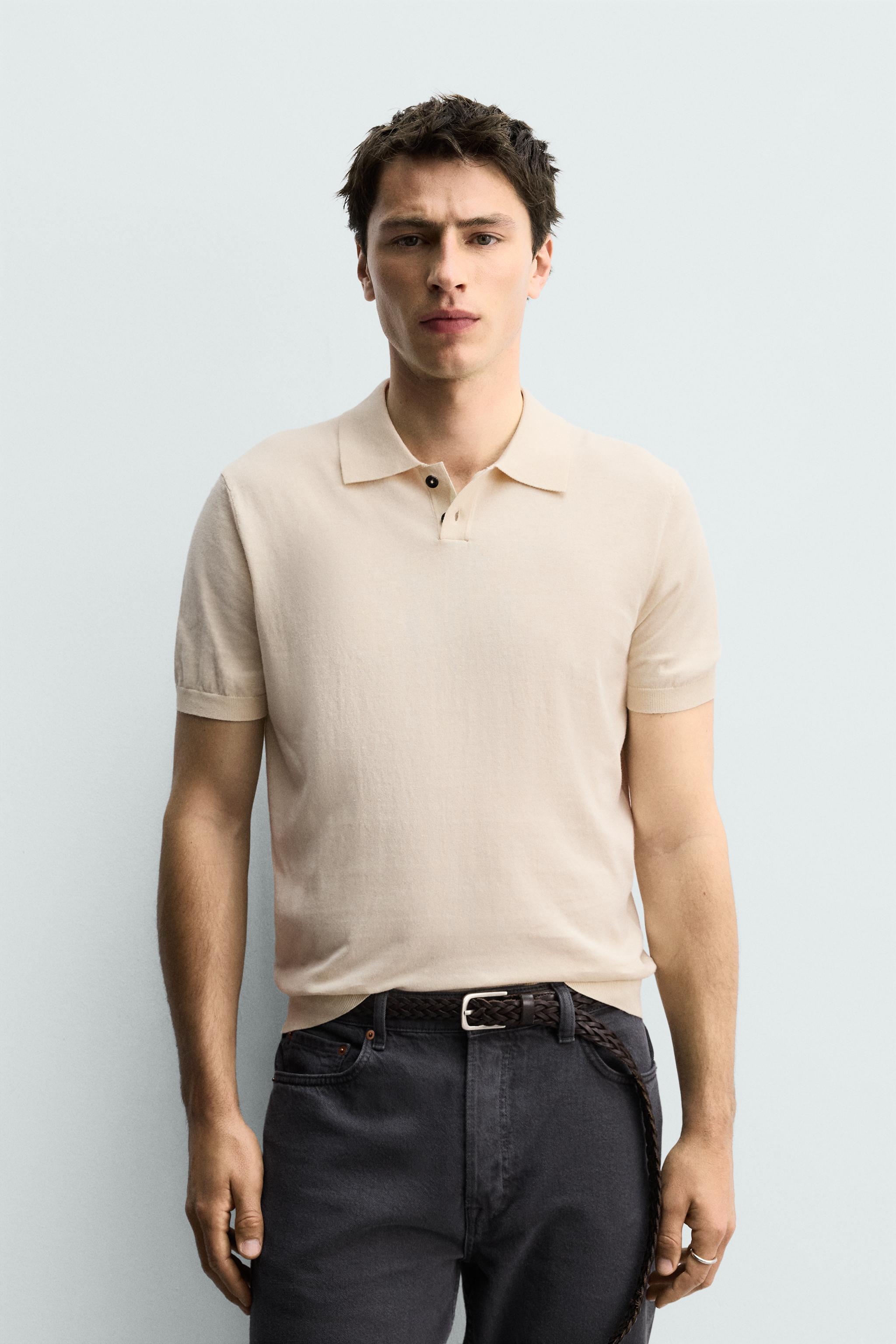 REGULAR FIT COTTON LINEN BLEND KNIT POLO SHIRT
